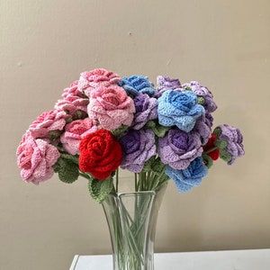 Handmade Crochet Rose Bouquet Flower Bouquet, home decoration, Unique Gift For Wife, Girlfriend, Anniversary Gifts