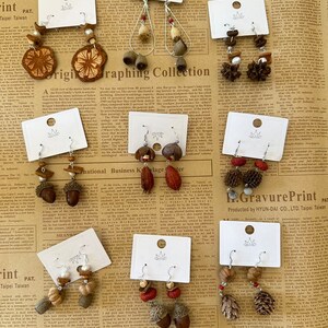 Handmade Pinecone & Acorn Earrings, S925 Sterling Silver Hooks