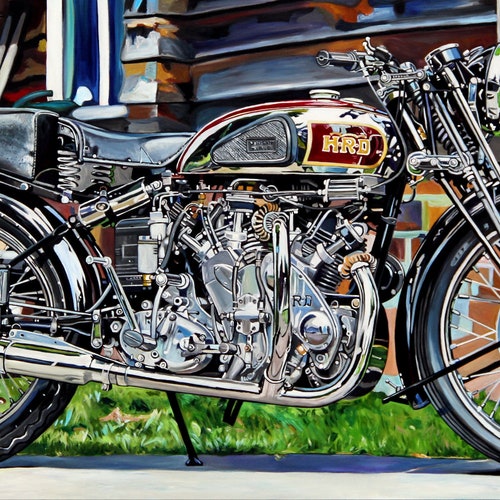 Canvas Print shops Vincent Rapide Motorcycle Painting 24x12