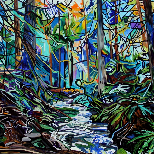 PAPER ART PRINT The Path Along Duck Creek Forest Art Painting by Taralee Guild 8x12" 11x17" 13x19" 20x28" 28x42" 32x48" 40x60"