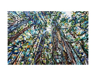Seafoam Lichen Forest Art Print: British Columbia Landscape Painting