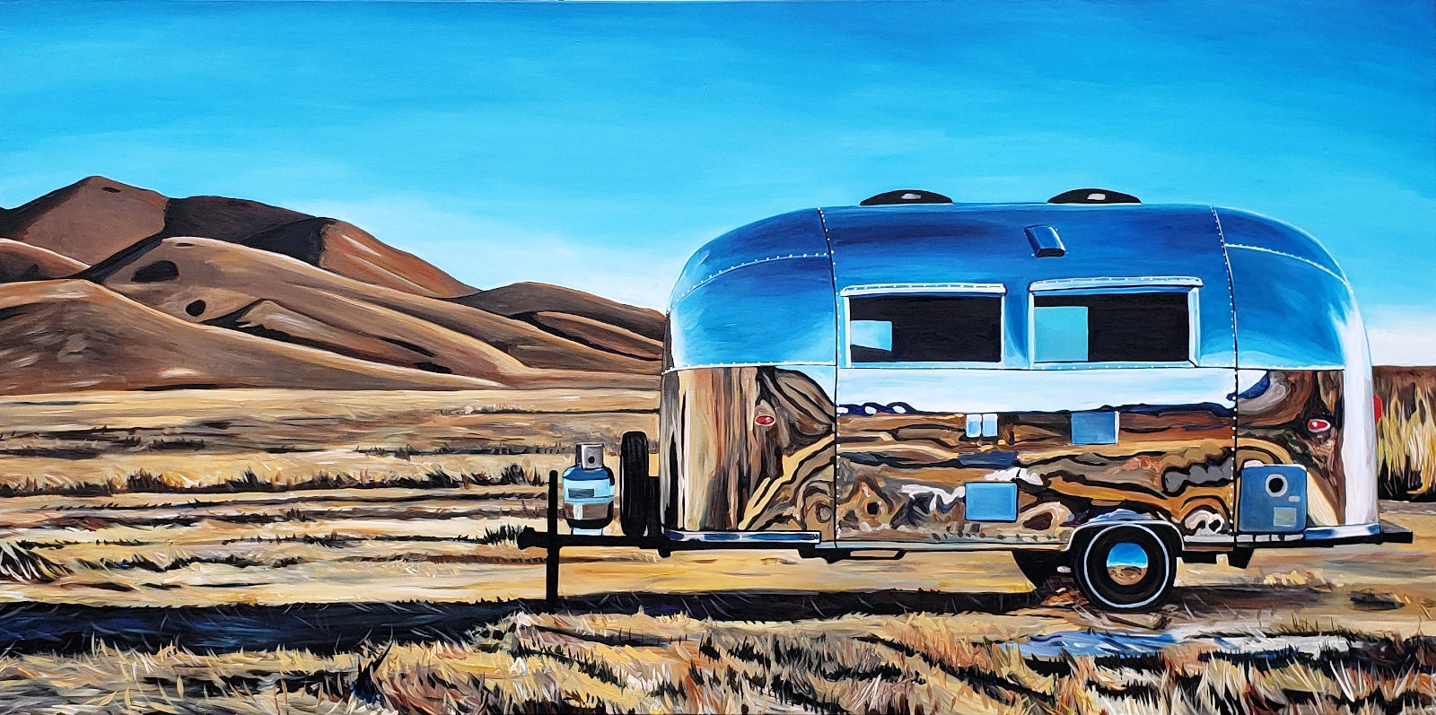 カリフォルニアヒルズのエアストリームのアートプリント：ヴィンテージ