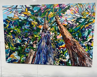 Original Pacific Spirit Forest Painting: Canadian Landscape Art (60x40")