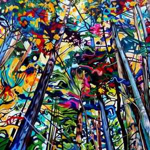Forest Flow & Movement Art Prints Canvas, Paper, Acrylic or Wood: Painting by Taralee Guild 12x8" 18x12" 24x16" 30x20" 36x24" 42x28" 48x32"