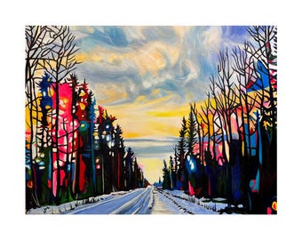 Forest Canvas Print: British Columbia Tree Canopy Painting