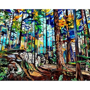 Impressions d'art sur la forêt du sentier des arbousiers sur toile, papier, acrylique ou bois par Taralee Guild, tailles 12 x 8 po. 18 x 12 po. 24 x 16 po. 30 x 20 po. 36 x 24 po., 42 x 28 po. ou 48 x 32 po.