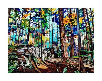 Arbutus Trail Forest Print: BC Landscape Painting on Canvas or Paper