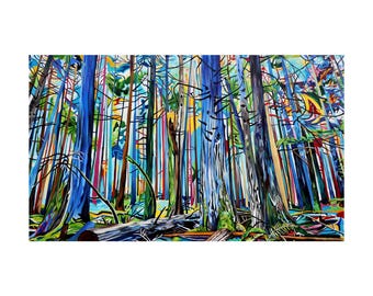 ORIGINAL PAINTING: Across The Trees (2026) 72x42 inches acrylic on canvas by Taralee Guild Natures Cathedral Series
