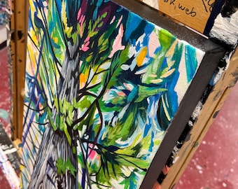 ORIGINAL PAINTING -  Cedar Groove (2026) 12x24” Acrylic on Canvas by Taralee Guild Forest Nature’s Cathedral series