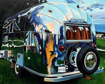 ORIGINAL PAINTING: Golden Globetrotter (2025) 40x30 inches acrylic on canvas by Taralee Guild Trailer series