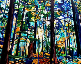 SIGNED PAPER PRINT - Indigo Forest -  13x19 inch printed in studio by Taralee Guild