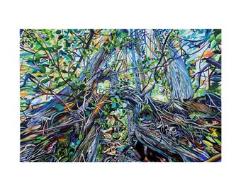 ORIGINAL PAINTING Aspiring Cedar (2025) 72x48 inches acrylic on canvas Forest Cathedral by artist Taralee Guild