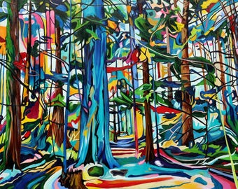 ART PRINT August Tranquility Forest Canvas or Paper 12x8" 18x12" 24x16" 30x20" 36x24" 42x28" 48x32" 60x40" Landscape Painting by Taralee Gui