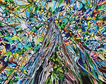 ORIGINAL PAINTING Aspiring Cedar (2025) 72x48 inches acrylic on canvas Forest Cathedral by artist Taralee Guild