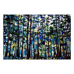 Art Deco Waldbild Kunstdruck: Bäume in British Canada, pazifischer Nordwesten