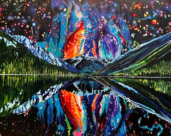 ORIGINAL PAINTING - Starry Birkenhead Lake (60x40") acrylic on canvas - Canadian Landscape Art by Taralee Guild