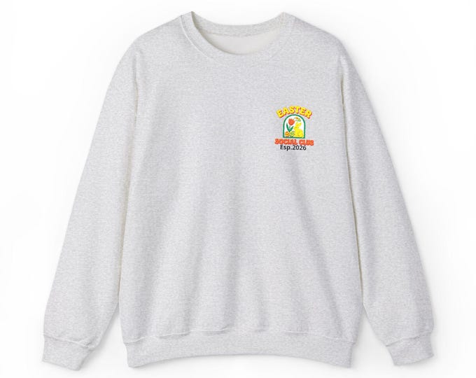 Retro Easter Social Club Sweatshirt | Pastel Embroidered Bunny Pullover