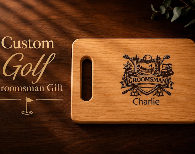 Personalized Golf Groomsman Cutting Board, Custom Engraved Gift for Him