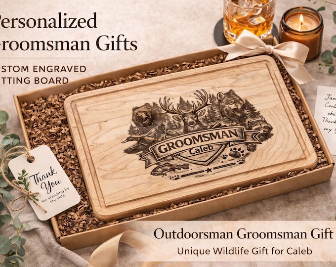 Personalized Groomsman Cutting Board, Custom Wildlife Engraved Gift