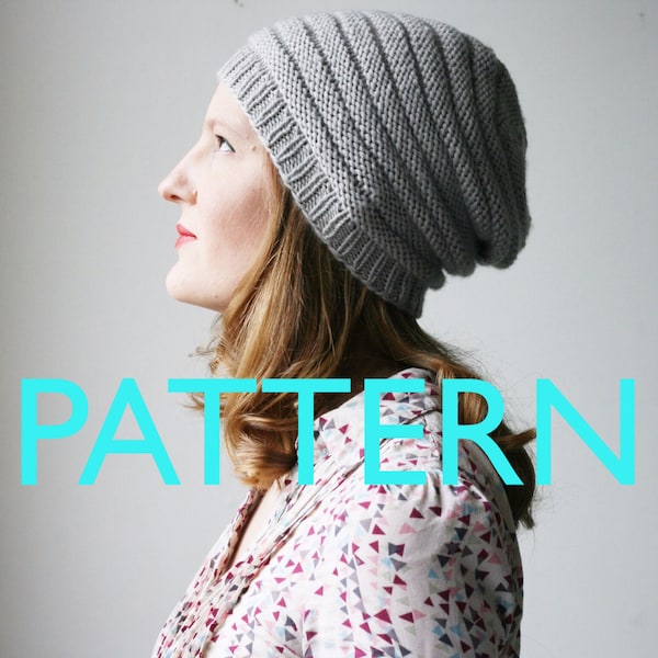 Slouchy beanie - hat knitting PATTERN - Miniques slouch