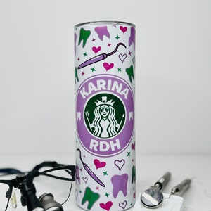 Personalized Dental Tumbler for Dental Hygienist, Dentist, Dental Assistant, Teeth Cup With Name, Tooth Cup, Unique Gift