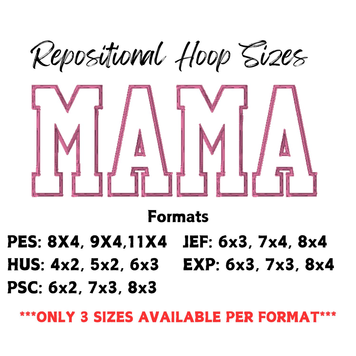 Repositional Embroidery MAMA Applique Embroidery Design: Repositional Hoop (digital File) - Etsy