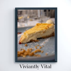 Cheesecake Slice Digital Wall Art Printable Dessert Kitchen Decor Rustic Food Photography Vintage Bakery Printable Pastry Art for Kitchen