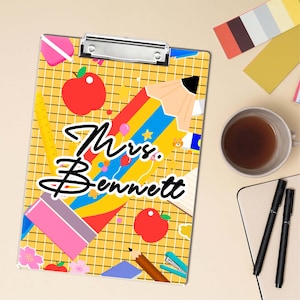 Personalized Teacher Appreciation Gift,Custom Clipboard with Teacher Name,Pencil Teacher Acrylic Clipboard,Thank You Gift for Teacher