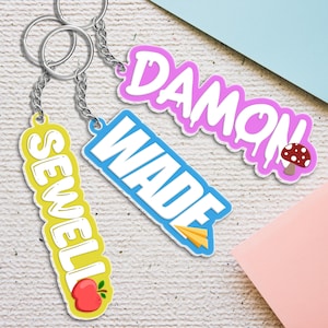 Backpack Name Keychain For Kids,Acrylic Name Tag,Kid Backpack Keychain,Name Tag for Backpack,Lunch Bag Tag,Back to School Gift