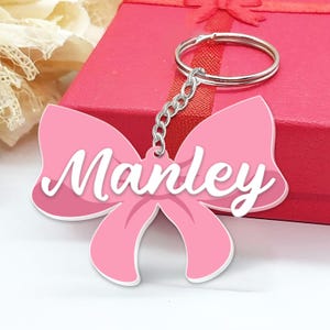 Bow Backpack Keychain,Personalized Kids Name Bag Tag,Bow Backpack Name Tag,Scalloped Bow Backpack Tag,Backpack Accessory,Gift for Kids
