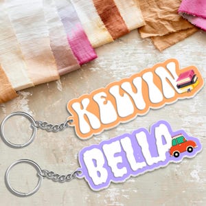 Personalized Acrylic Keychain,Backpack Kids Name Tag,Name Keychain For Backpack,Backpack Name Keychain For Kids,Lunch Box Keychain