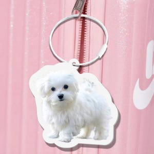 Custom Pet Photo Luggage Tag, Personalized Dog Mom  Bag Tag, Dog Portrait Travel Tag, Custom Dog Name ID Tag, Dog Mom Gift, Pet Backpack Tag