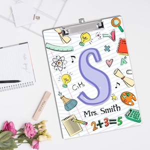 Portapapeles personalizado para profesores, portapapeles con iniciales, portapapeles acrílico personalizado, regalos para profesores, portapapeles para asistentes de personal, útiles escolares