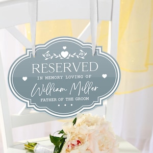 Wedding Reserved Row Sign, Acrylic Reserved Seat Sign, In Loving Memory Wedding Chair Sign, Personalized Memorial Plaque, Ceremony Seat Sign