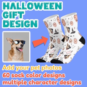 Personalized Pet Face Socks with Any Photos and Text,Custom Dog Socks,Funny Photo Socks,Pet and Owner Socks,Halloween Gifts for Pet Lovers