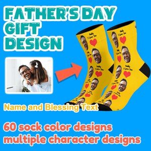 Personalized Fathers Day Socks,Custom Picture＆Name Socks,Face on Socks,Casual Sports Socks,Fathers Day Gifts,Birthday Gift for Father