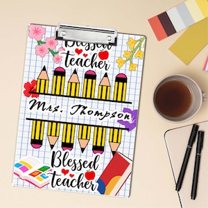 Custom Flower Pencil Teacher Clipboard,Personalized Teacher Name Clipboard,Teacher Appreciation Gift,Back To School Teacher School Supplies