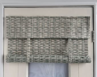 Cortina de lino con estampado gris para puerta, cortina de privacidad, mini panel para puerta, tamaño personalizado