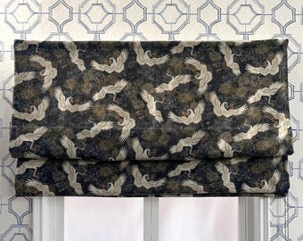 Flying Crane Pattern Roman Curtain, Customized Roman Curtain, French Style, Customized Size, Handmade.