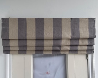 Striped Linen Roman Blind, Custom Size, Handmade