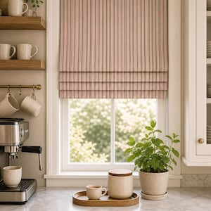 Multi-coloured striped pattern cotton linen Roman blinds, printed Roman blinds, French style, custom size Roman blinds, handmade.