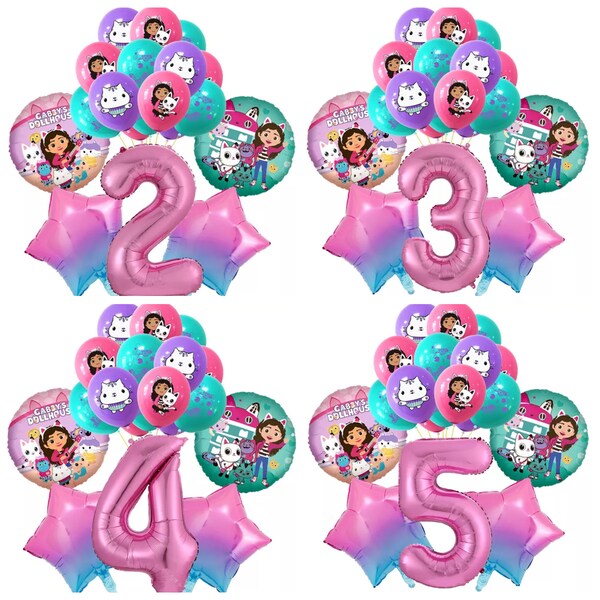 15pc Gabby's dollhouse balloons