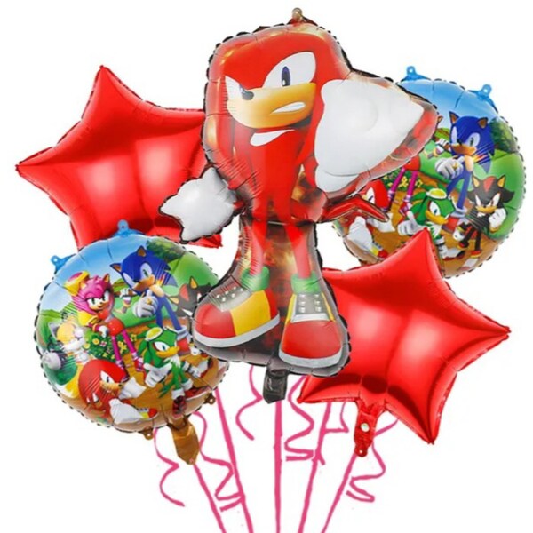 5pc Sonic the hedgehog knuckles balloons