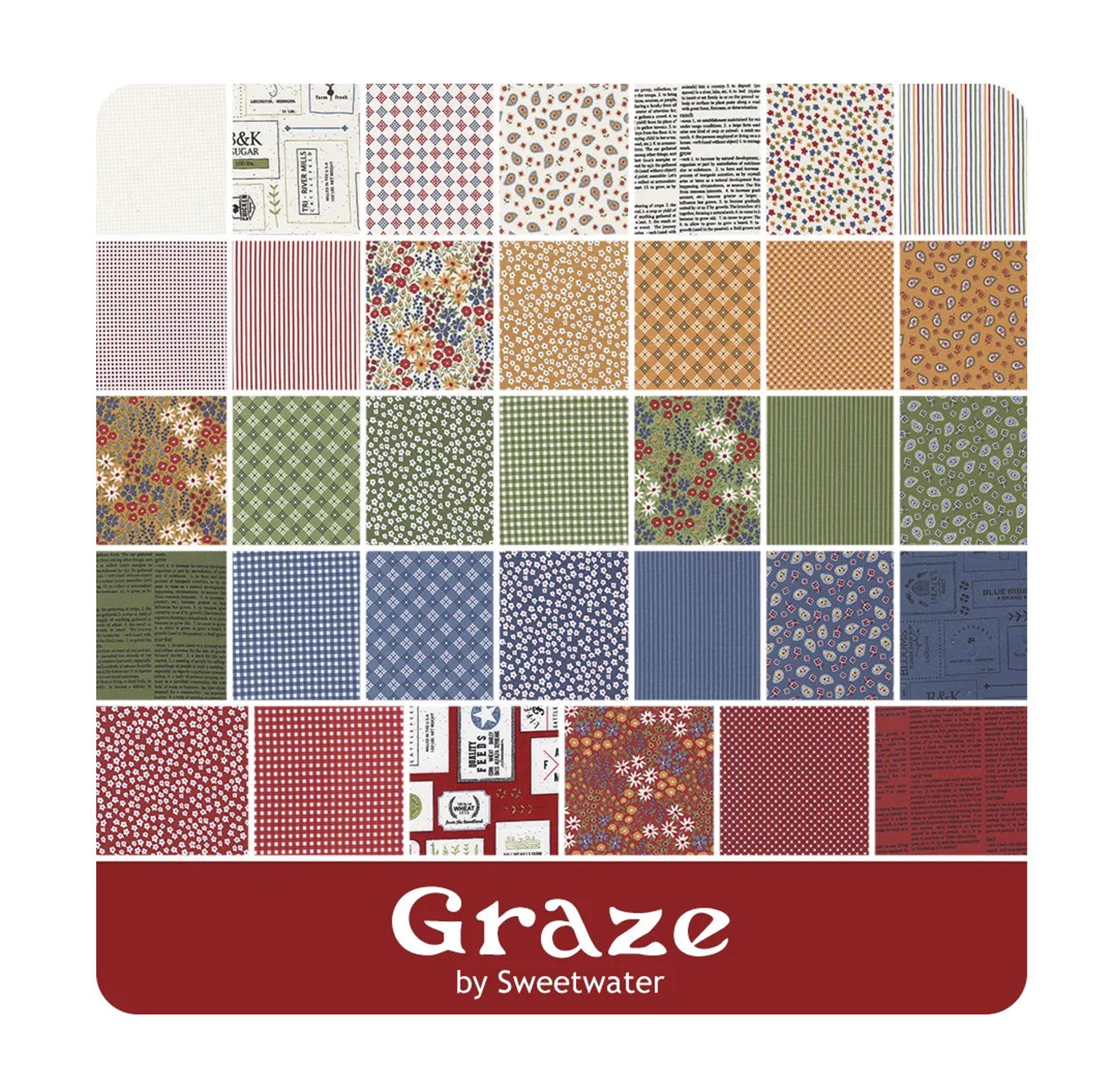 Graze Jelly Roll by Sweetwater for Moda Fabrics. Precut (40pcs) 2.5 ...