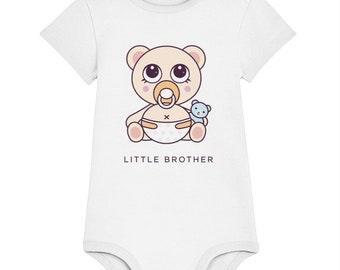 Body bio pour bébé Petit frère - bébé ours. Cadeau pour enfants, neveu, fils, nouveau frère ou sœur, faire-part, anniversaire.