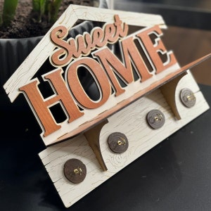 Rustic Key Holder, On Wall Key Holder, Home Key Holder, Gift on Housewarming, Natural Wood, Solid Oak, Wood Wall Shelf Key Holder