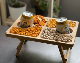 Mesa de cerveza portátil, soporte de cerveza portátil, mesa de cerveza de picnic, mesa portátil de madera maciza, mesa de cerveza de playa, soporte de cerveza portátil ecológico