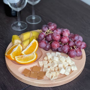 Wooden Serving Tray, Oak Tree Round Plate, Sectional Serving Plate, Handmade Wooden Serving Dish, Wooden Serving Dish, Beech Tree Snack Tray