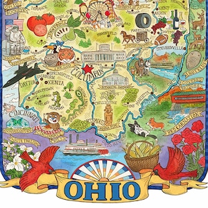 Ohio State Karte Kunstdruck