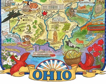 Ohio State Map 8"x 10" Art Print